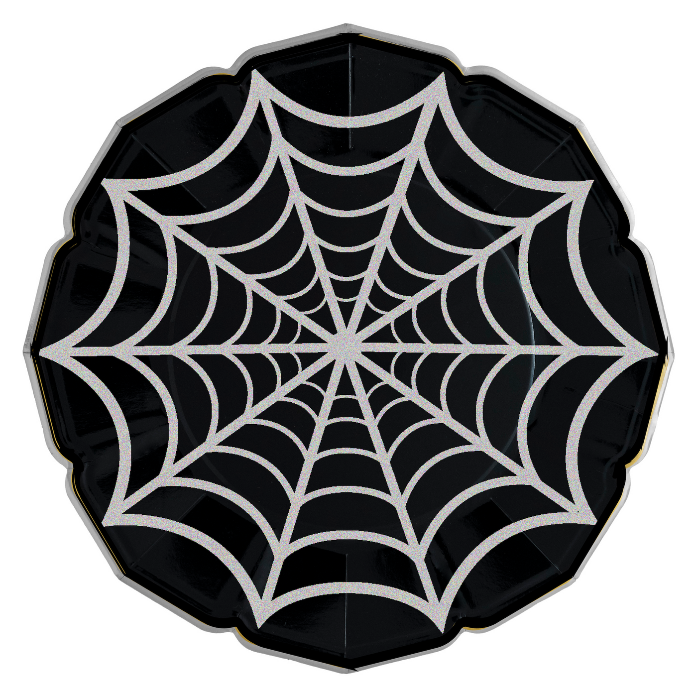 Black with Iridescent Web Design Dinner Plates