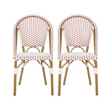 Outdoor Patio Furniture Set of 2 Wicker Rust Red/White