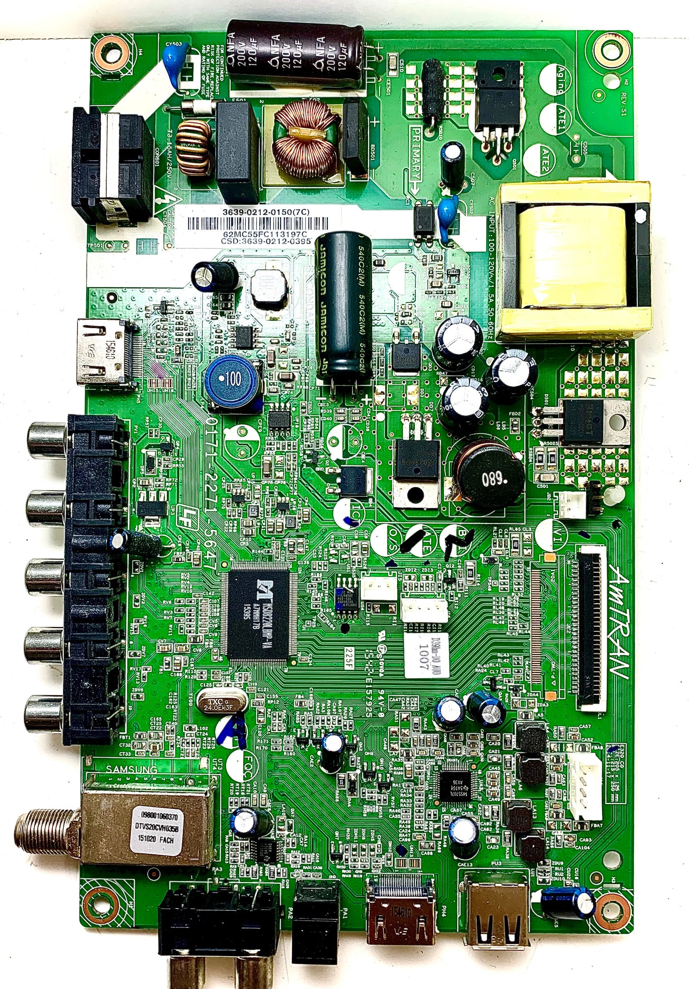 Vizio 3639-0212-0395 Main Board PSU for D39HN-D0 (LAUAUABS LAUAUABR Serial)