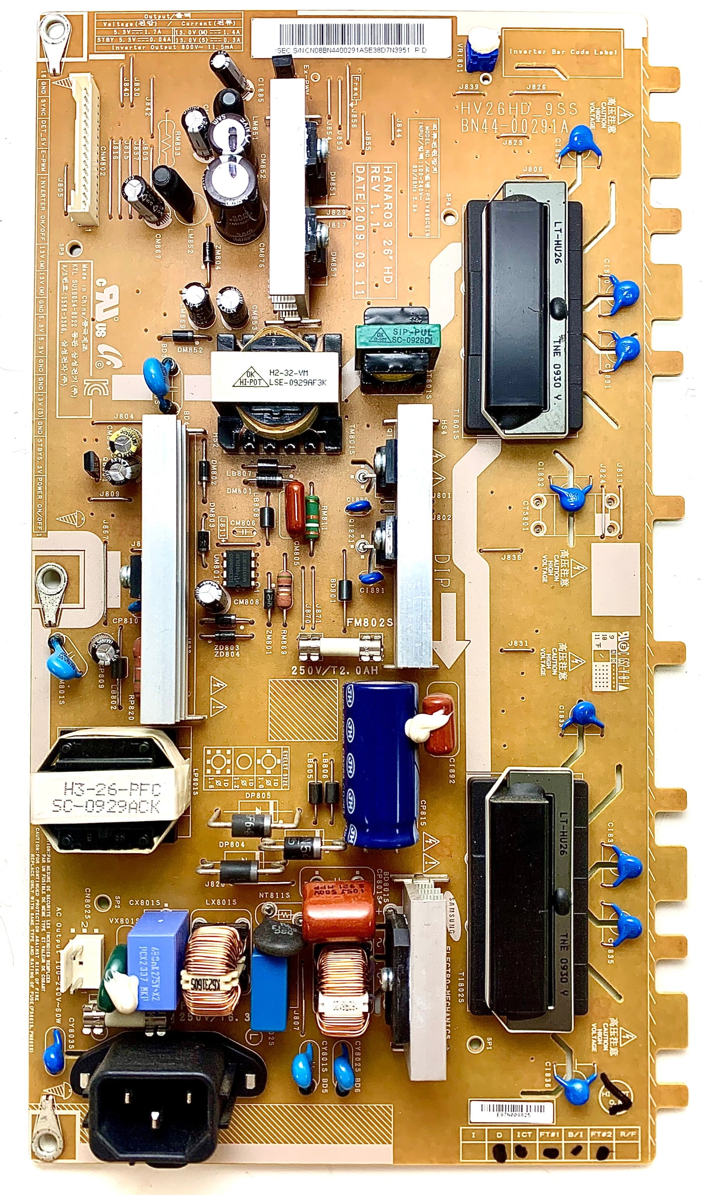 Samsung BN44-00291A (PSIV840C01B, HV26HD_9SS) Power Supply Backlight Inverter