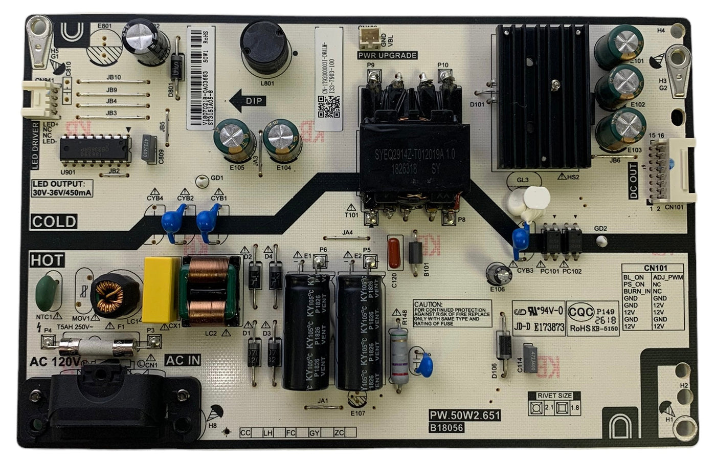 Toshiba 1T92000003I Power Supply Board LED Driver
