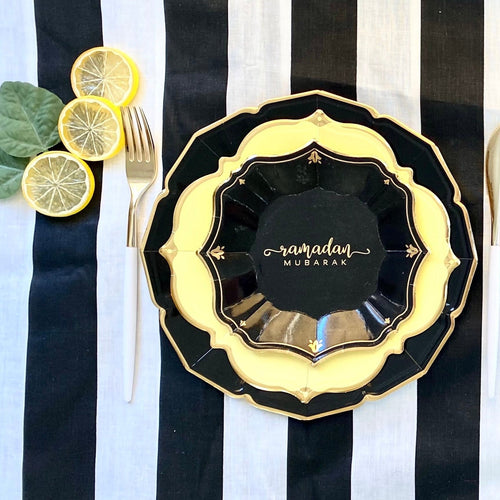 Black and Yellow Ramadan Party Set, Serves 8, 24 Pieces