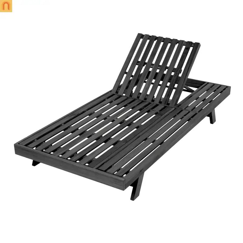 Outdoor Lounge Chair Acacia Wood Black Foldable 4 Position 800 LB