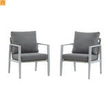 Outdoor Lounge Chair Aluminum Rope Accent Gray Silver White Cushion