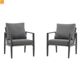 Outdoor Lounge Chair Aluminum Gray Rope Accents with Cushions