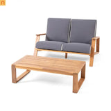 Outdoor Loveseat Set Acacia Wood Gray Adirondack