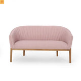 Loveseat Mid Century Modern Channel Back Fabric Blush 55in