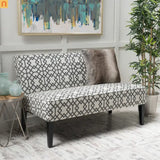 Loveseat Modern Geometric Fabric Gray Matte Black Legs 50in