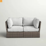 Outdoor Loveseat HDPE Wicker Espresso Gray Cushions 66in Assembled