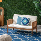 Outdoor Loveseat Acacia Wood 53" Waterproof Cushion