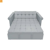 Loveseat Velvet Gray Sleeper 69" 7-Position Backrest