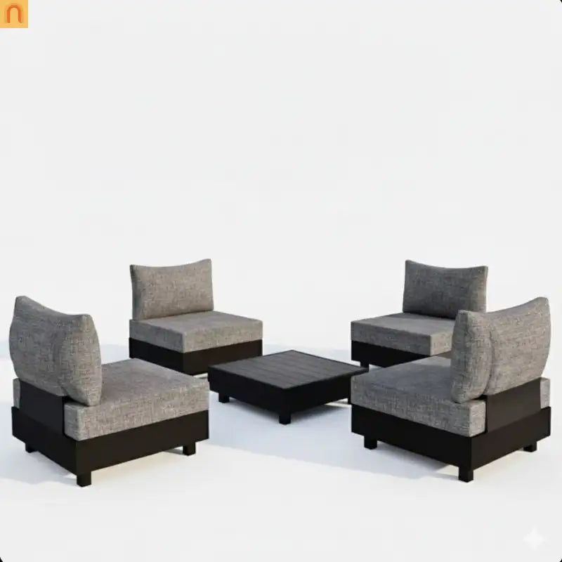 Outdoor Sectional Set Aluminum Gray 5 Piece Modular Olefin Cushions