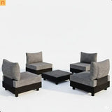 Outdoor Sectional Set Aluminum Gray 5 Piece Modular Olefin Cushions