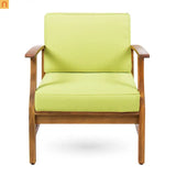 Outdoor Club Chair Acacia Wood Green Cushion