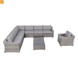 Outdoor Patio Set HDPE Wicker Gray 10 Piece Fully Assembled Seats 7
