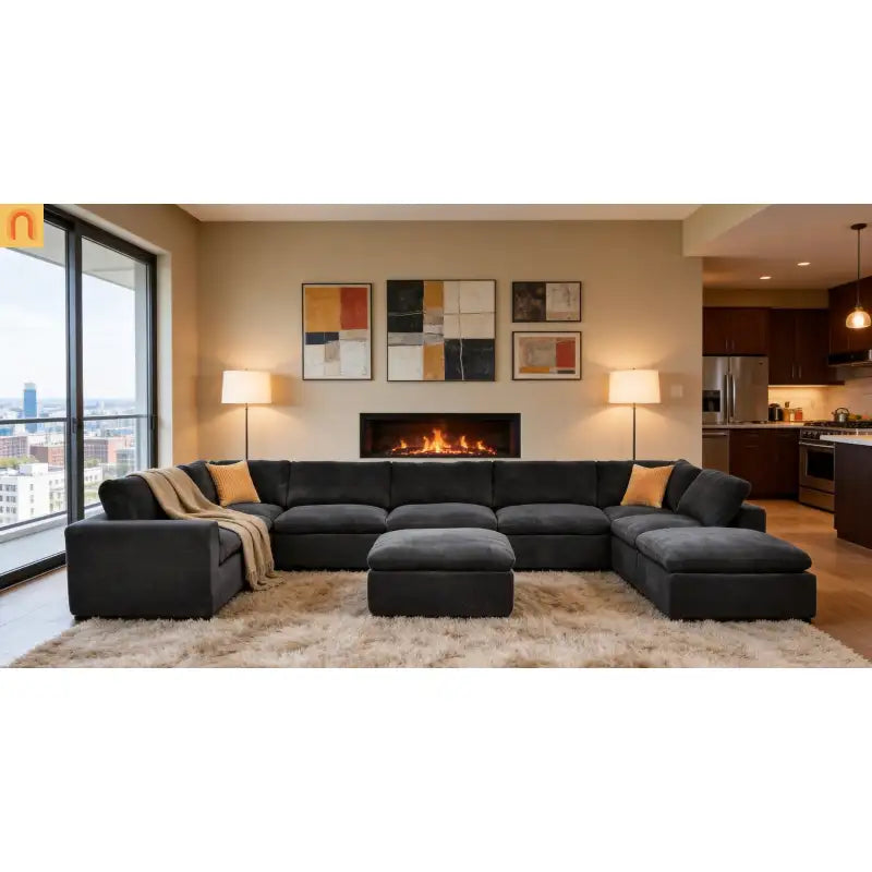 Sectional Sofa Modular Dark Gray 10 Seat 200"x120