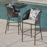 Outdoor Patio Furniture Set of 2 Wicker Brown Multi