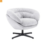 Accent Chair Swivel Chenille Gray 360 Degree Metal Base 33in