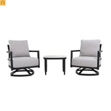 Outdoor Conversation Set Aluminum Sintered Stone Black 3 Piece Swivel