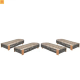 Outdoor Lounge Chair Set Acacia Wood Gray Rope 4 Piece 5 Position 800 LB