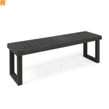 Outdoor Bench Acacia Wood Dark Gray Slat Panel 60in