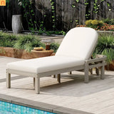 Outdoor Lounge Chair Acacia Wood Gray Arched Back 5 Position 78.2in