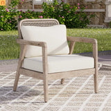 Outdoor Club Chair Acacia Wood Light Brown Deep Seat 400 LB 28.5in