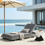 Chaise Lounge Acacia Wood Dark Gray Cushion 6 Position 400 LB