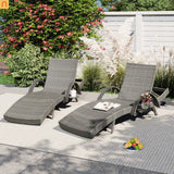 Chaise Lounge Wicker Steel Gray Wave Design Pull-Out Table 5 Position Set 2