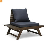 Outdoor Club Chair Acacia Wood Dark Gray Slatted Design Water Resistant
