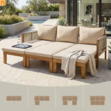 Outdoor Daybed Sofa Bed Acacia Wood Natural Brown Convertible Rope