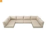 Outdoor Cushion Replacement Set Polyester Beige 14 Piece