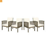 Outdoor Dining Chair Set 4 Acacia Wood Gray Cushion