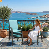 Outdoor Dining Chair Metal Sky Blue Ergonomic Set of 6 350 LB