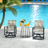 Outdoor Swivel Glider Chair Set PE Wicker Steel Yellow Set of 2