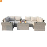 Outdoor Conversation Set Gray Wicker 10 Piece Seats 4 No Assembly
