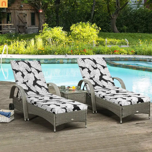Outdoor Lounge Cushion Set Polyester Multicolor Leaf 75in Set of 2
