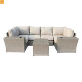 Outdoor Patio Set Wicker Gray Mix 9-Piece Seats 4 No Assembly