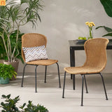 Outdoor Wicker Chair Set Rattan Light Brown Set of 2 34.75in