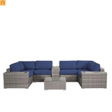 Outdoor Conversation Set Gray Wicker 10 Piece 4 Person No Assembly