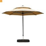 Patio Umbrella Cantilever Beige 9.7ft Round UPF50 Tilt Aluminum