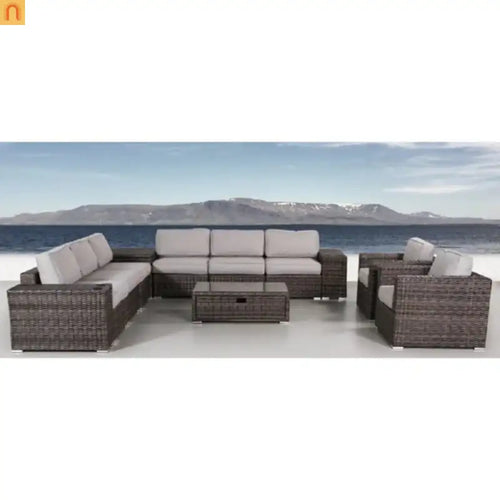 Outdoor Patio Set Wicker Espresso 12-Piece Seats 8 130in