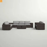 Outdoor Patio Set Wicker Espresso 12-Piece Seats 8 130in