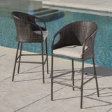 Outdoor Patio Furniture Set of 2 Wicker Brown Multi