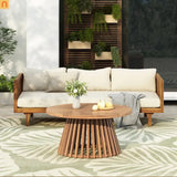 Outdoor Patio Acacia Wood Teak 3-Seater with Coffee Table 67.75in