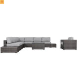 Outdoor Wicker Sectional Set 7 Person 9 Piece Brown
