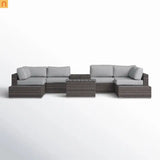 Outdoor Sectional Wicker 4 Person 148" Wide