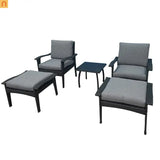 Outdoor Patio Set Rattan Gray 5-Piece Chair Ottoman Table