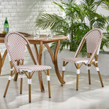 Outdoor Patio Furniture Set of 2 Wicker Rust Red/White