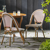 Outdoor Patio Furniture Set of 2 Wicker Rust Red/White